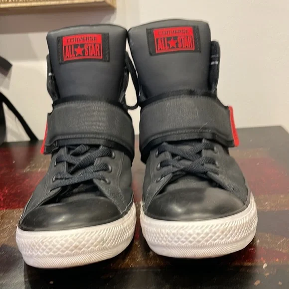 Converse Black High-Top Sneakers with Red Accents - Picture 7 of 14